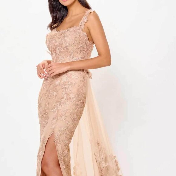 NWT Ivonne D ID6209 Tulle Mother of the Bride Dress Gold 12 - Picture 1 of 6